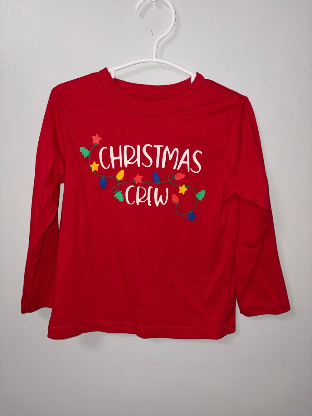 Holiday Time Christmas Crew String Lights Graphic Tee Long Sleeve Unisex 4T